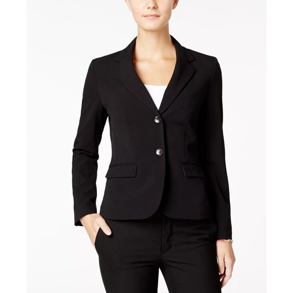 NINE WEST Two-Button Stretch Blazer - Black - NWT - Size 10 - Picture 1 of 5